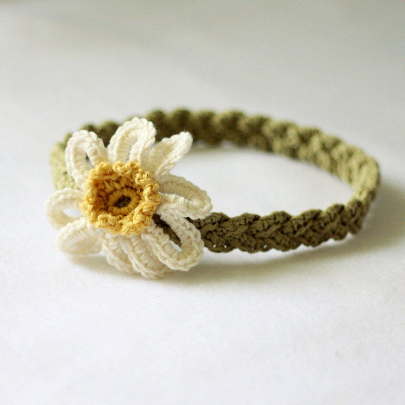 Instant download - Crochet PATTERN (pdf file) - Daisy Braided Headband (sizes - baby to adult)