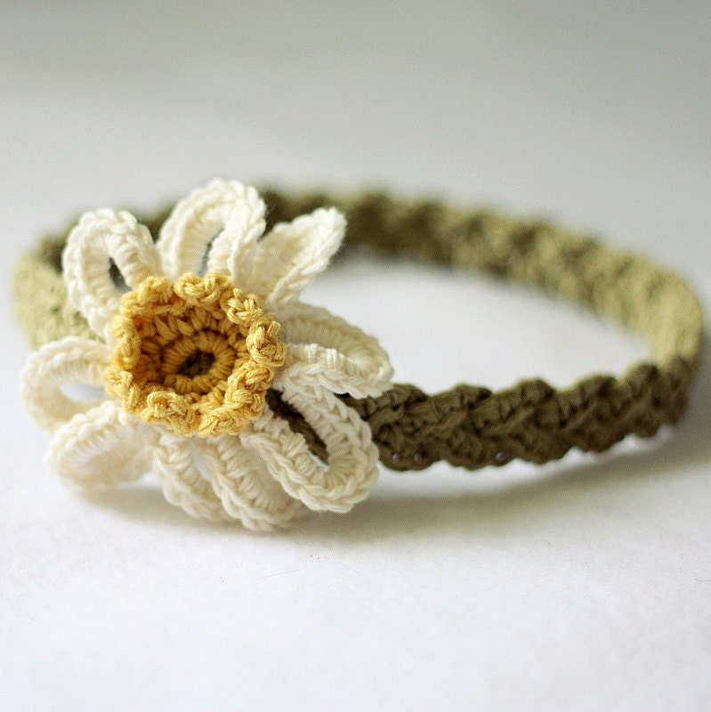 Instant download - Crochet PATTERN (pdf file) - Daisy Braided Headband (sizes - baby to adult)