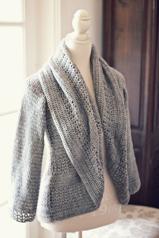 Instant download - Crochet cardigan PATTERN (pdf file) - Ladies' Shrug - Cardigan