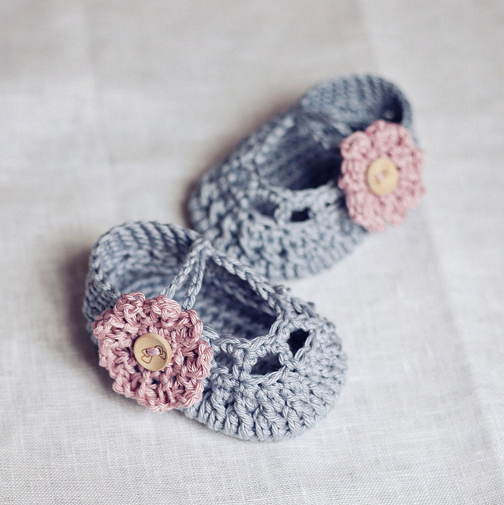 Instant download - Baby Booties Crochet PATTERN (pdf file) - Old Rose Baby Booties