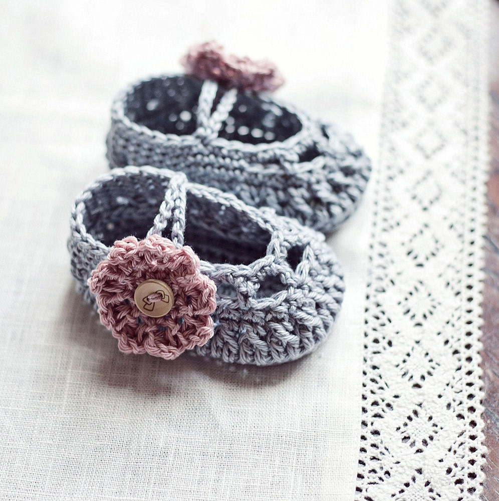 Instant download - Baby Booties Crochet PATTERN (pdf file) - Old Rose Baby Booties