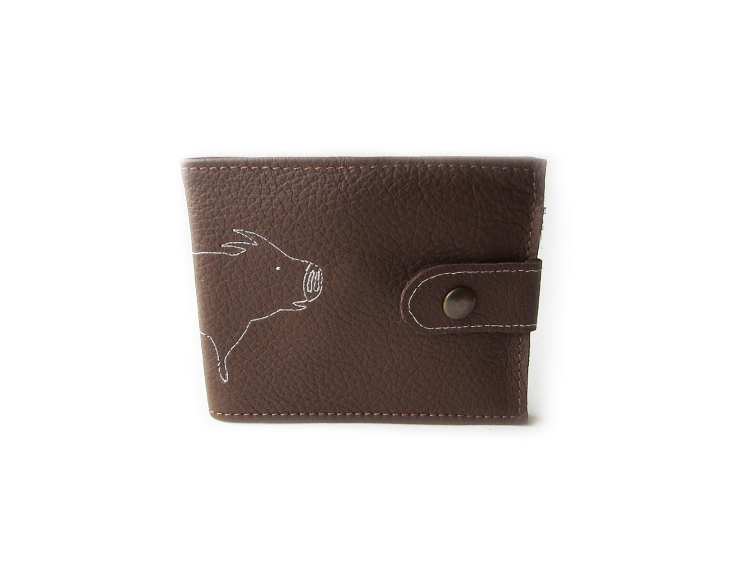 leather billfold wallet brown pig folding coin wallet