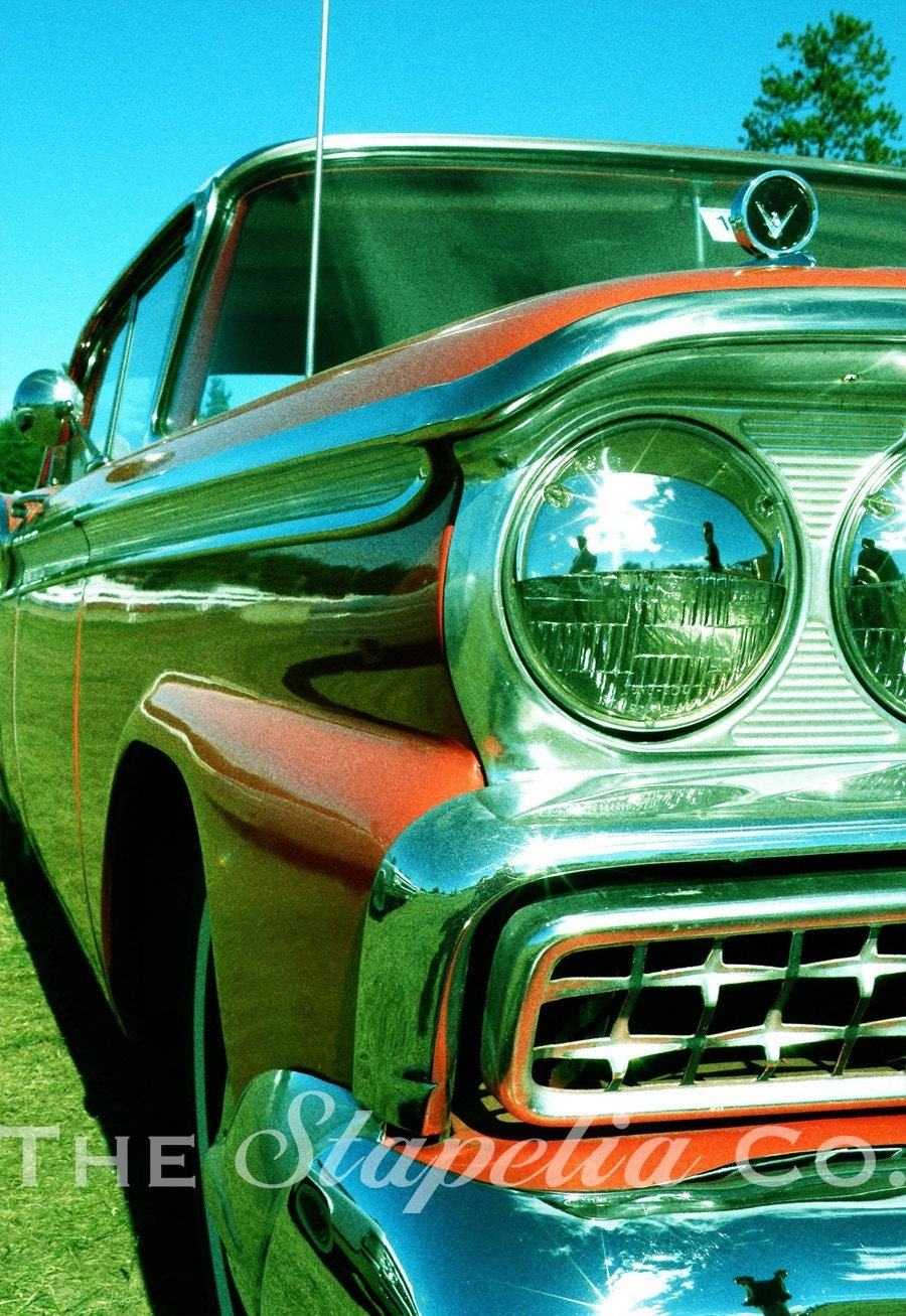 Orange Ford Galaxie 1950s Car Art Photo Print