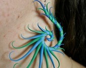 Osmunda Large Green and Blue Earrings with Soft Spikes
