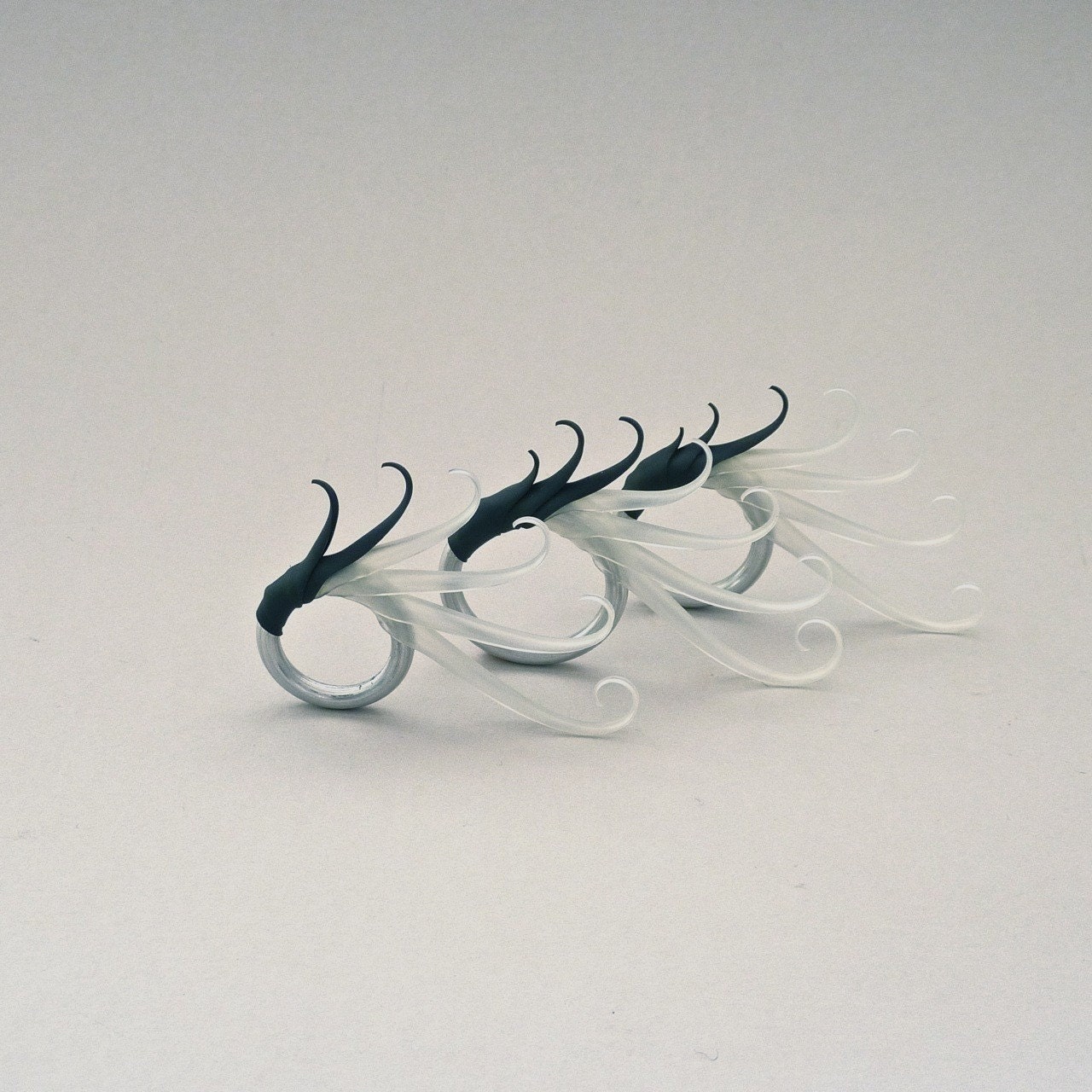 Sue Ring with Soft Black and Translucent spines - made to order
