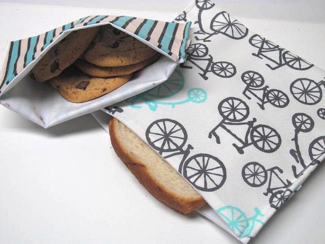Sandwich Bag and Snack Bag Set ReUsable Eco Friendly Lunch Kit Bikes