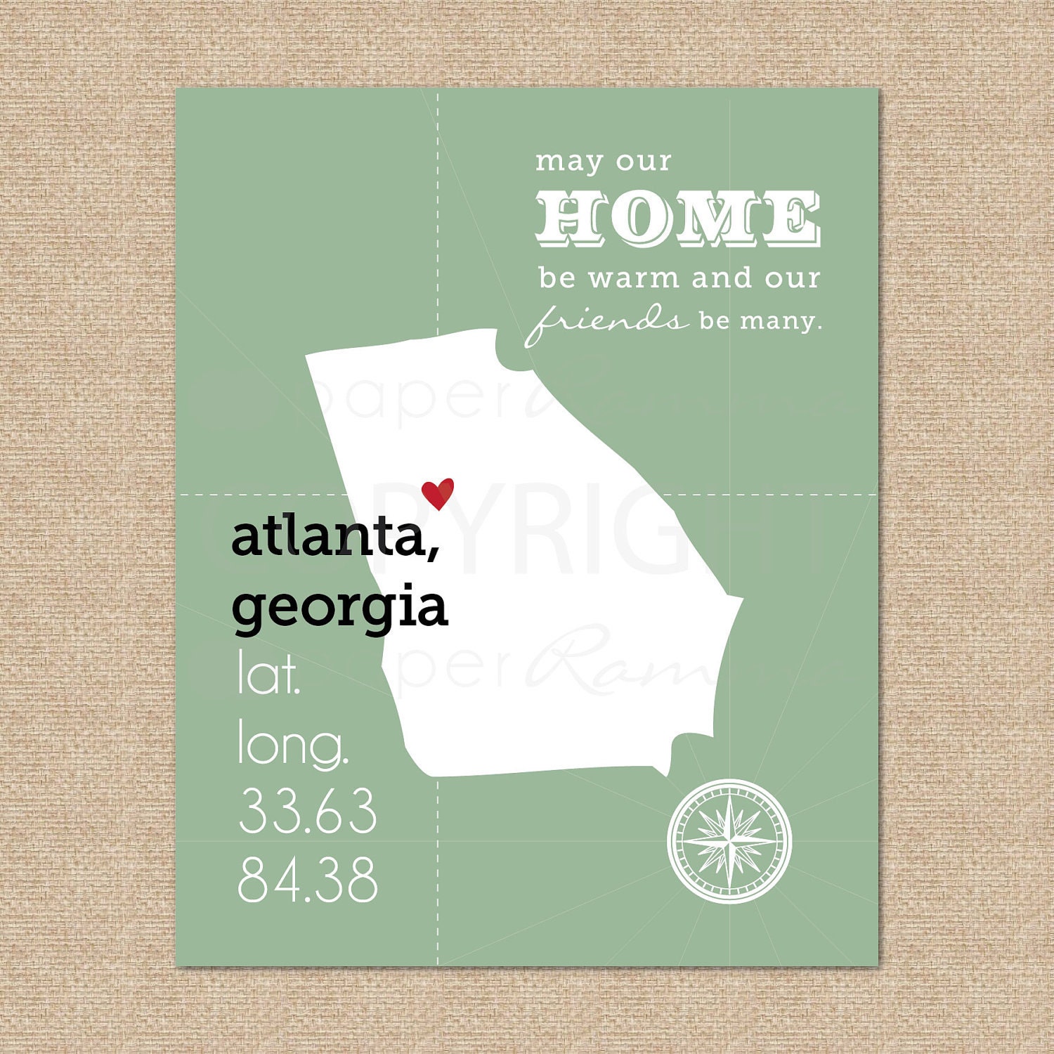 Custom State Latitude Longitude Art Print - May our home be warm and our friends... - Choose your state - Archival Giclee Art Print - 8 x 10