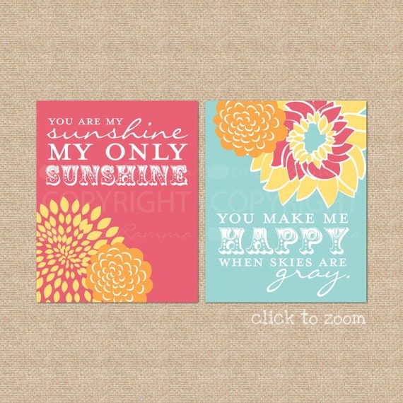 You are my Sunshine Art Print Set - 11x14