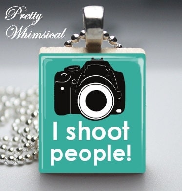 Photography Jewelry - I Shoot People photographer quote - Scrabble Tile Pendant