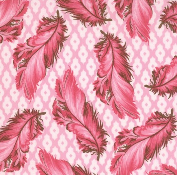 Tula Pink Fabric Plumes in Pink for Moda Fabrics