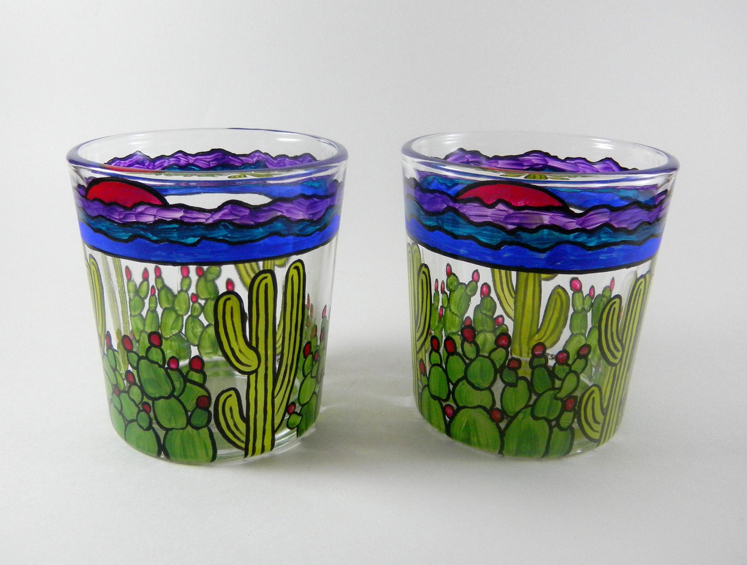 Southwest Sunset - Hand Painted Glasses - Set of Two