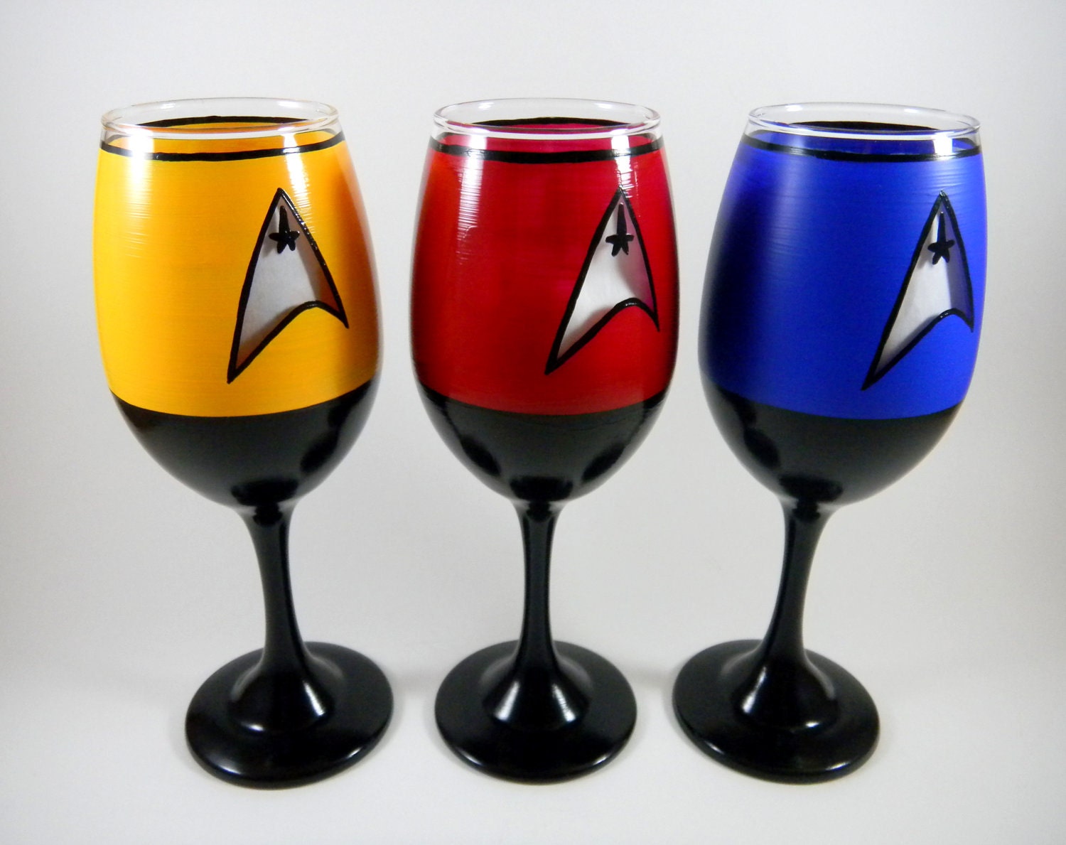 Star Trek inspired, hand painted wine glasses