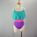 vintage 80s Swimsuit Neon Blousy Top M