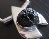 SALE Drop Heart of Lava Black Necklace