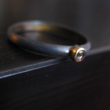 Whiskey and Gold Rose Cut Diamond Ring
