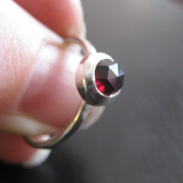 Red Rose Cut Garnet Ring