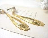 Aztec earrings vintage brass givre glass
