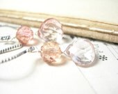 Pink quartz earrings sterling silver dangle rose pink bridesmaid fashion
