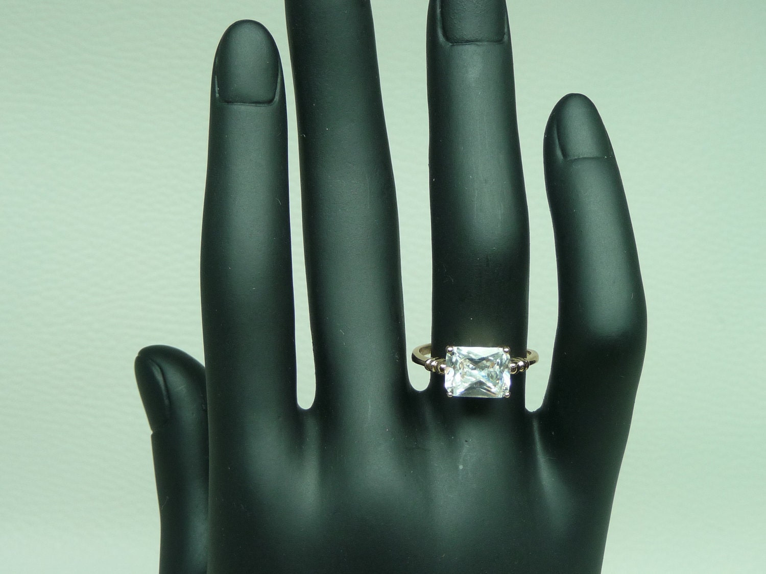 princess diamond cut ring 18K rose gold filled - size 6-1/2