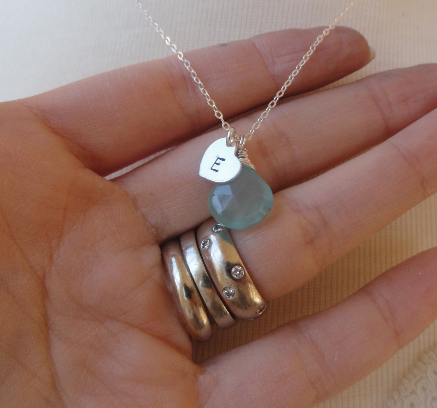 Bridesmaid thank you cards with sterling silver initial & birthstone necklace, personalized bridesmaid gifts, asking bridesmaids cards