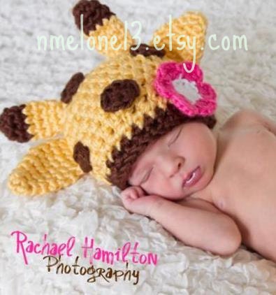 Giraffe handmade crochet HAT Newborn, to 10 years old boy or girl