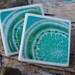 Green Mandala Recycled Ceramic Coasters (set of 2)