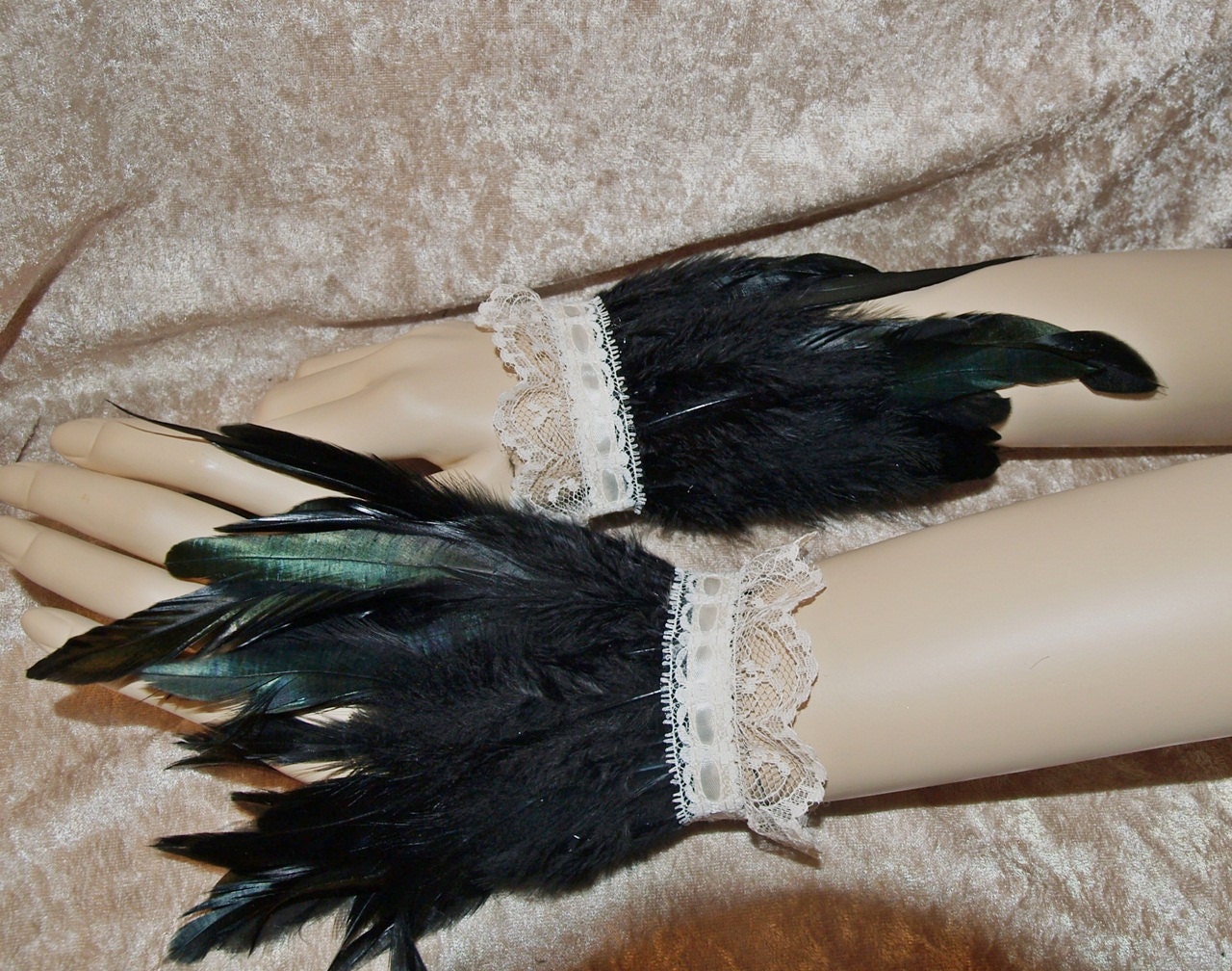 Black Feather Wrist Cuffs
