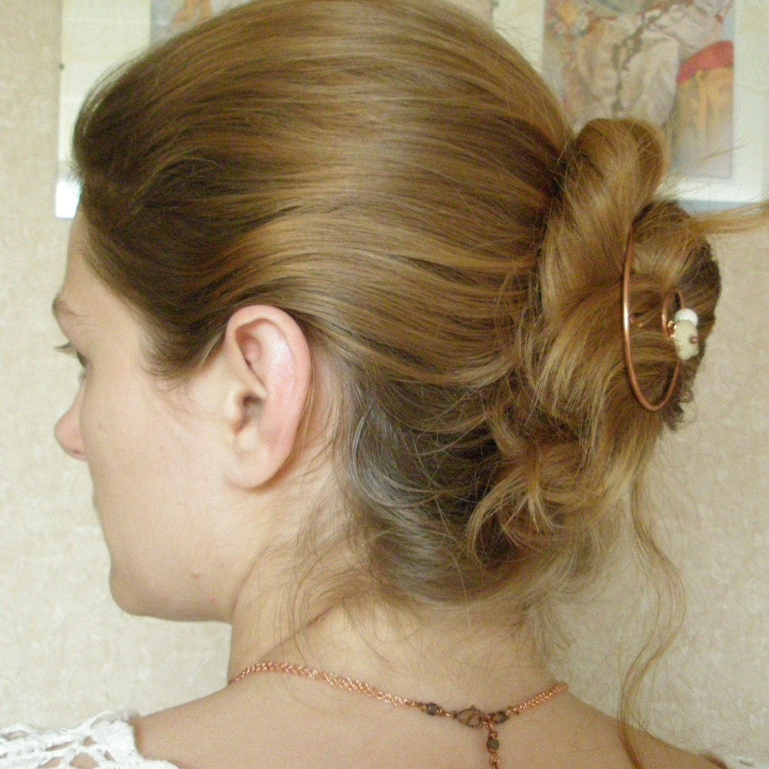 Earth Stone Hammered Copper Spiral Bun Cover