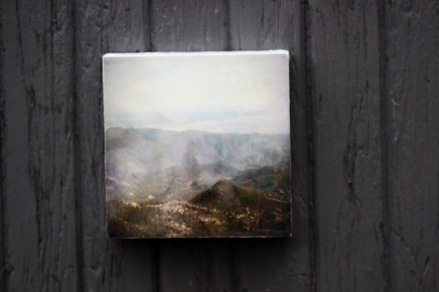 Landscape Photography, Mountain, Art, Limited Edition Encaustic Photograph Mounted on Panel, 6"