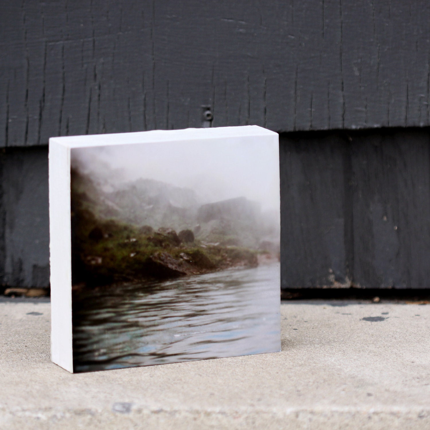 Landscape Photography, Art, Limited Edition Encaustic Photograph Mounted on Panel, 6", Mist Fog