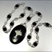 Art Deco Necklace Enamel Glass Marcasite Silver Locket Pendant Vintage 1920s Jewelry