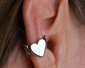 Silver Winged Heart Ear Cuff
