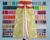 ATOMICAPRONS Anna Maria Horner GOOD FOLKS half apron FILAGREE MEADOW and CATHEDRAL ZINNIA Free Shipping