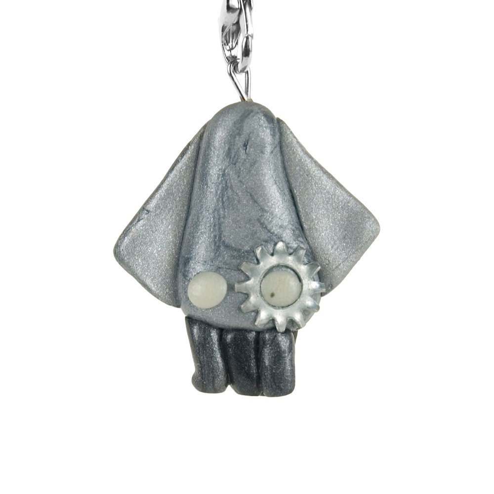 Squiggy the Robot Squid Polymer Clay Lanyard Charm