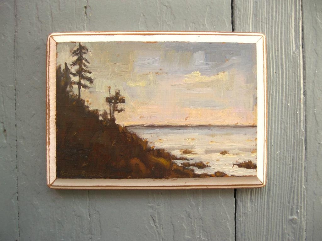sand beach at acadia - oil painting - 5 x 7