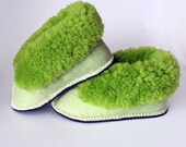 Lime Green Sheepskin Slippers (All Sizes Available)