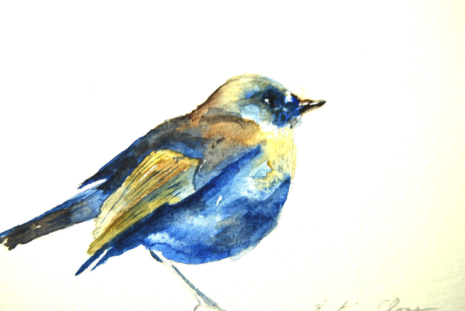 Bird Watercolor Painting, 6"x9", framed