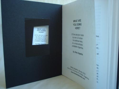 What Are You Doing Here (In Argentina) - An Essay Handbound and Written by Alex Appella