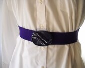 Wide Belt Purple 80s Belt Plastic Swirl Buckle Belt