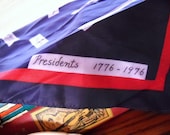 Vintage Scarf Patriotic Presidential Autograph Scarf US Bicentennial July 4th Red White and Blue
