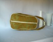 Vintage Cosmetic Bag Carpet Bag Shoe Bag Mustard Yellow  Floral Flower