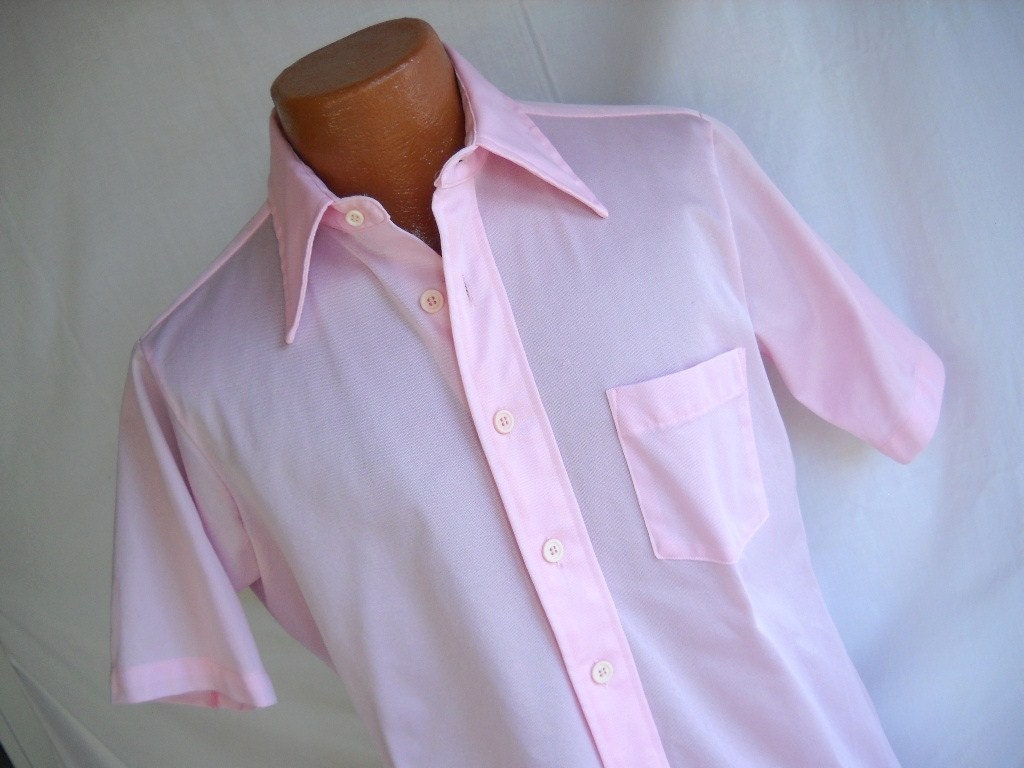 Vintage Shirt Arrow Men's Pink Short Sleeve Shirt Summer Shirt Man Men Dude