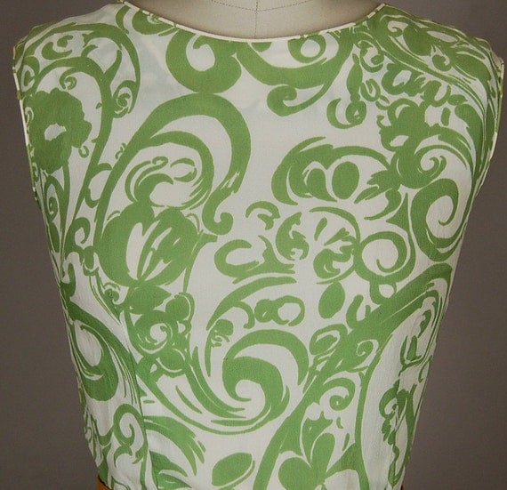 vintage 1950s dress full skirt floral pleated designer evelyn bader lime green