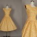 vintage 1950s dress 50s day dress full skirt polka dot geometric cotton