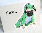 Lil Dragon Pug Greeting Card