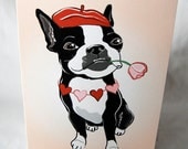 Romantic Boston Terrier Greeting Card