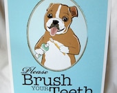 Brush Your Teeth Bulldog - 8x10 Eco-friendly Print