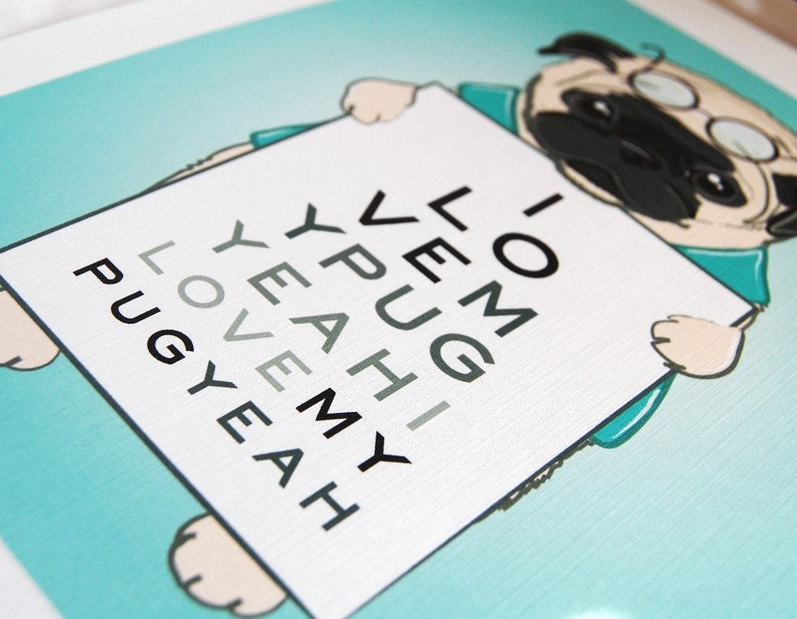Eye Love Pugs - Eco-Friendly 7x9 Print