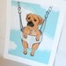 Swinging Puggle - Eco-friendly 7x9 Print