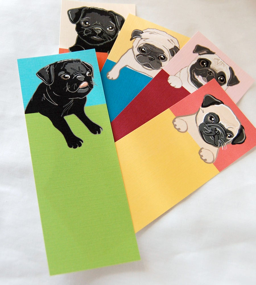 Pug Bookmarks - Eco-friendly Set of 5